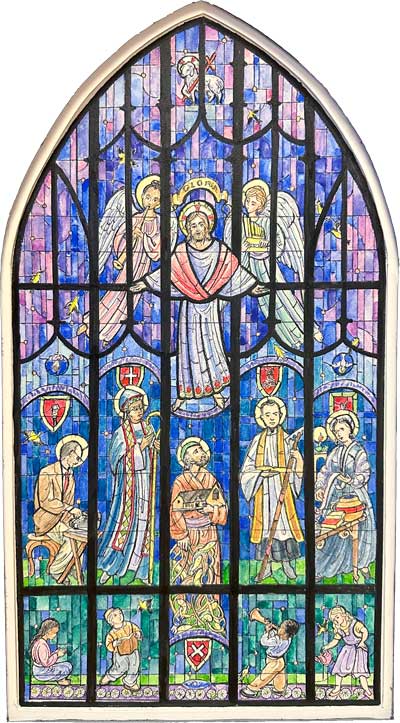 Artist rendition of the emerging Christ stained-glass window