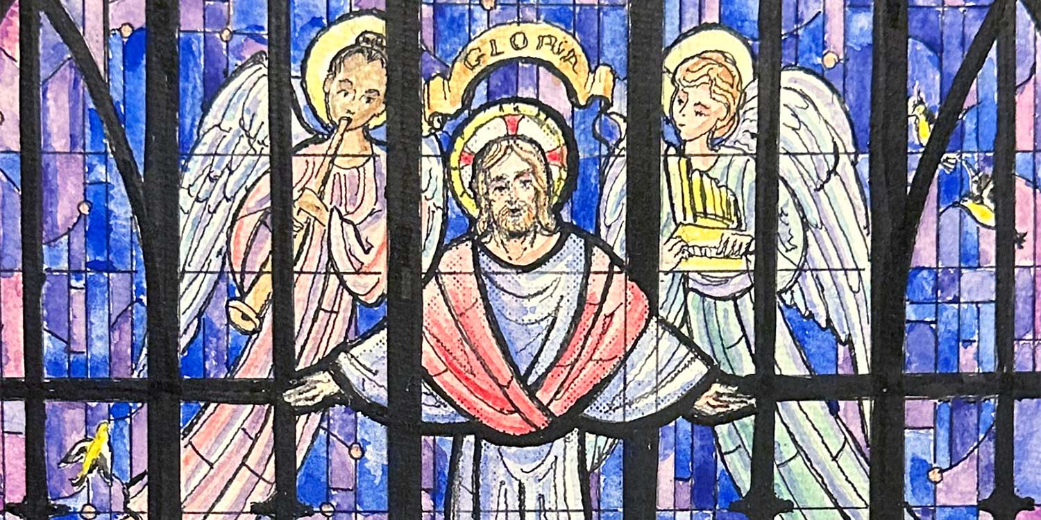 Detail from an artist rendition of the emerging Christ stained-glass window