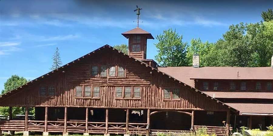 Large log structure at Agassiz Village, Framingham, Massachusetts